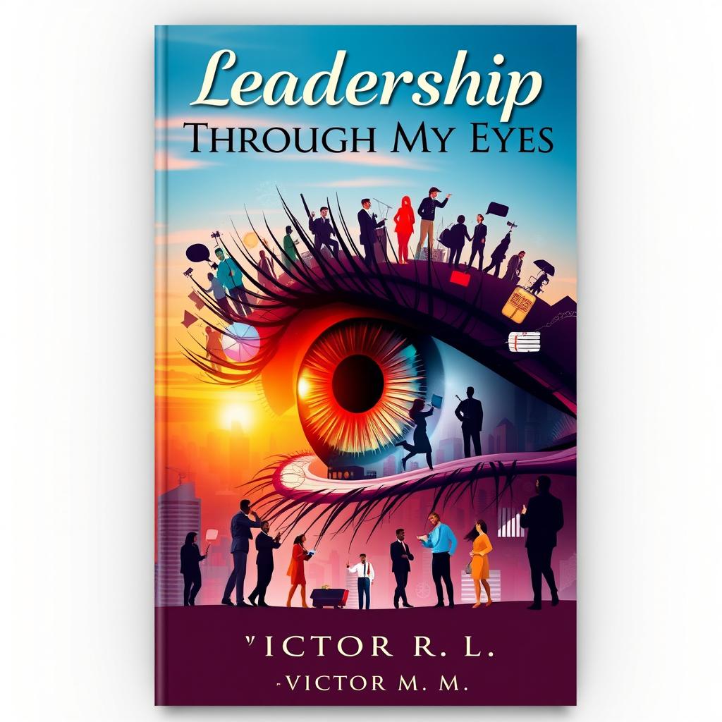 An eye-catching book cover for 'Leadership Through My Eyes' by Victor M