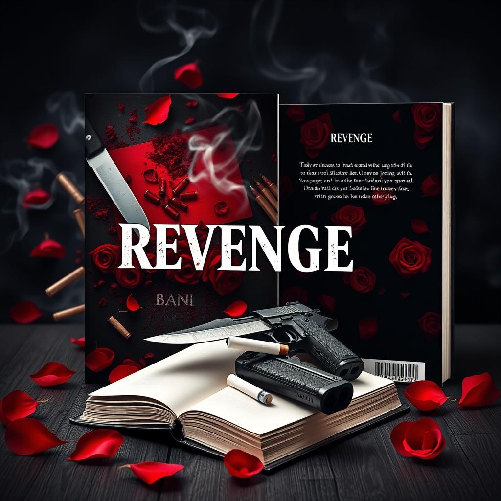 A captivating book cover for a dark romance novel titled 'REVENGE' by Bani