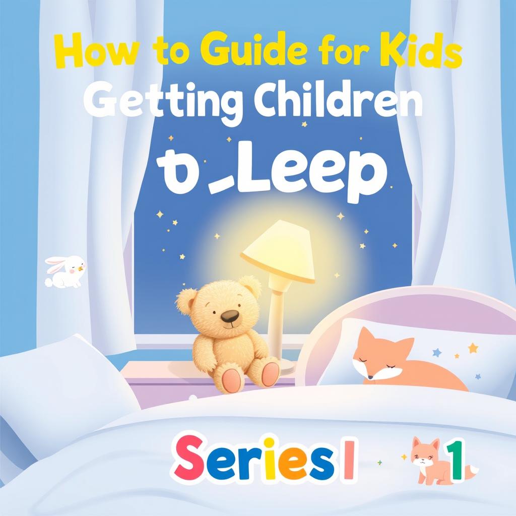 A cheerful book cover design for 'How to Guide for Kids: Getting Children to Sleep - Series 1'