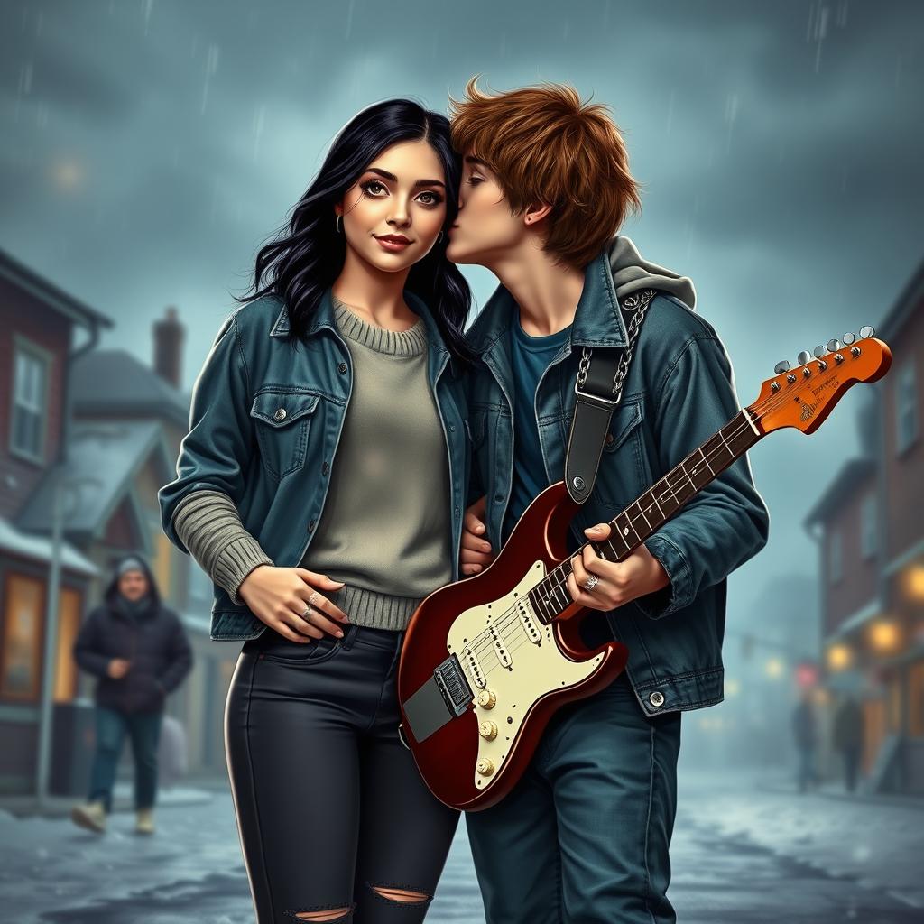 A realistic book cover depicting a teenage love story