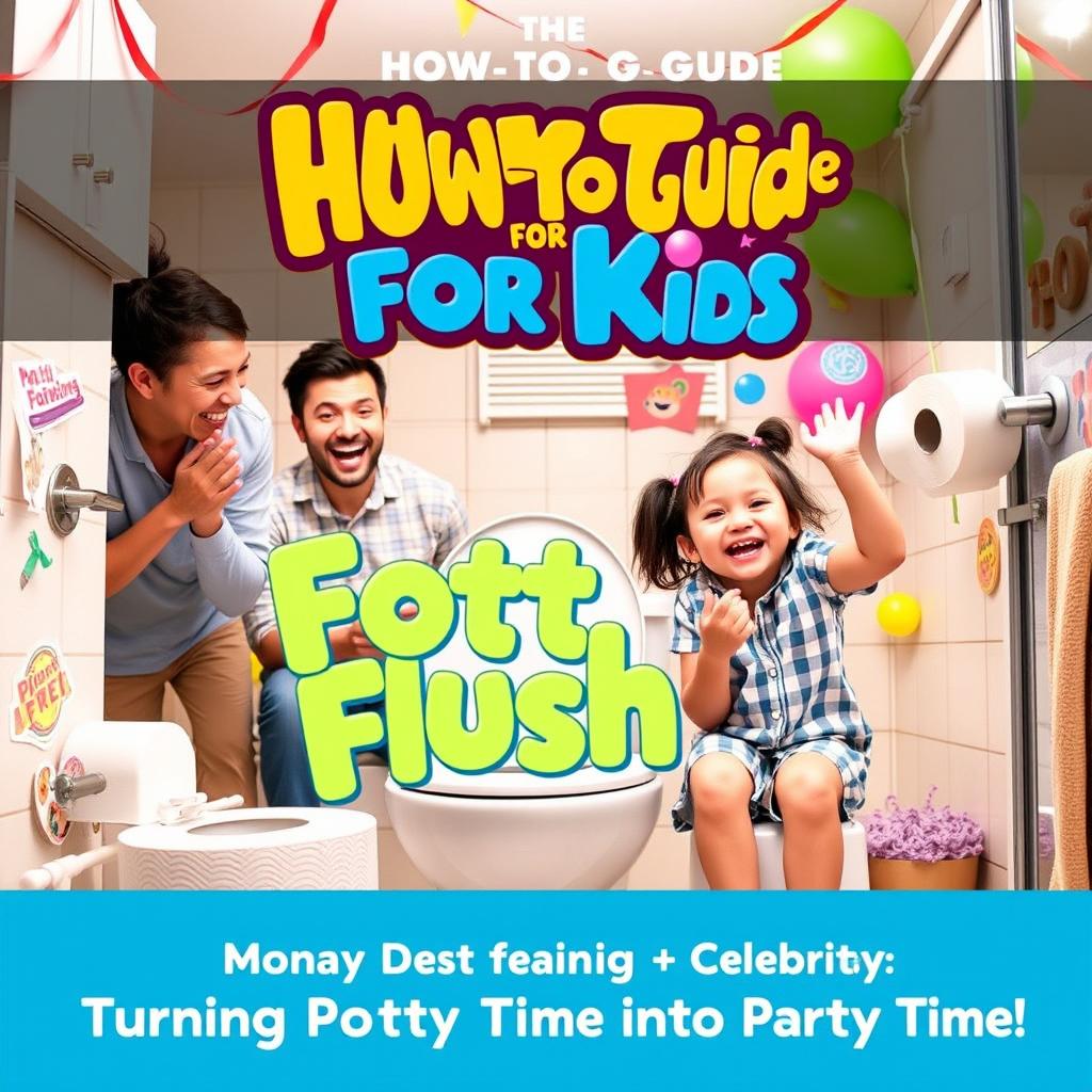 A vibrant and playful movie cover for 'The How-To Guide for Kids: Series 2 - Making Every Flush a Celebration'