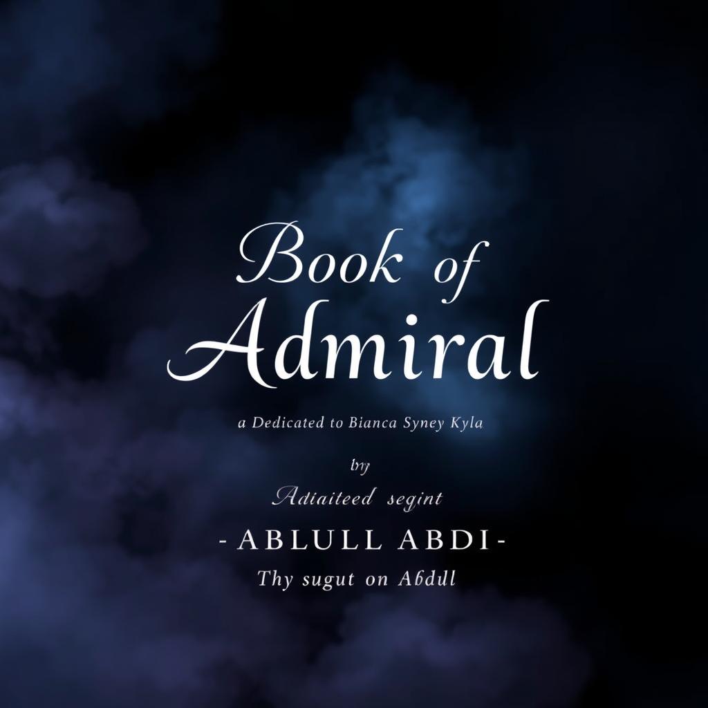 A book cover design for 'Book of Admiral' dedicated to Bianca Sydney Kyla, authored by Abdull Abdi