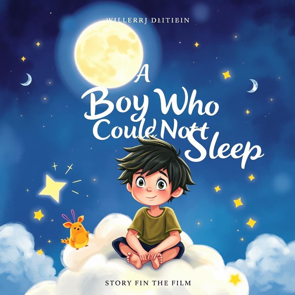 A captivating story cover for an animated film titled 'A Boy Who Could Not Sleep'
