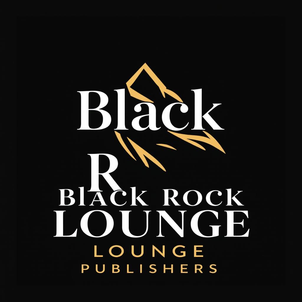 A modern logo design for 'Black Rock Lounge Publishers', featuring bold, elegant typography that emphasizes both the 'Black Rock' and 'Lounge' elements
