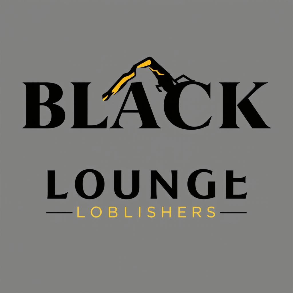 A modern logo design for 'Black Rock Lounge Publishers', featuring bold, elegant typography that emphasizes both the 'Black Rock' and 'Lounge' elements with correct spelling
