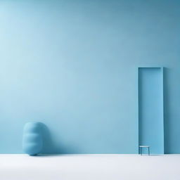 A minimalist scene with different shades of blue.