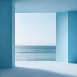 A minimalist scene with different shades of blue.