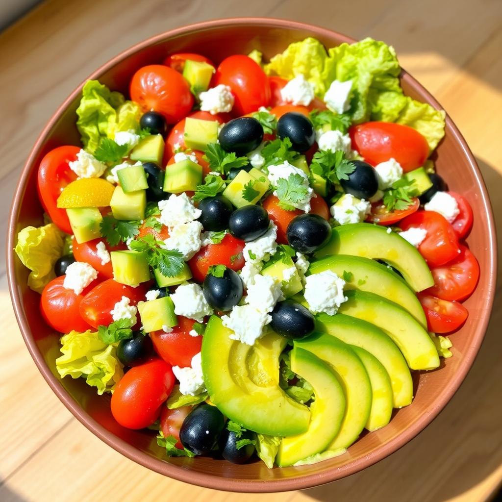 A vibrant and colorful dish of Lahoya Salad featuring a beautiful arrangement of fresh ingredients