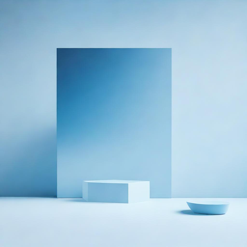 A minimalist scene with different shades of blue.