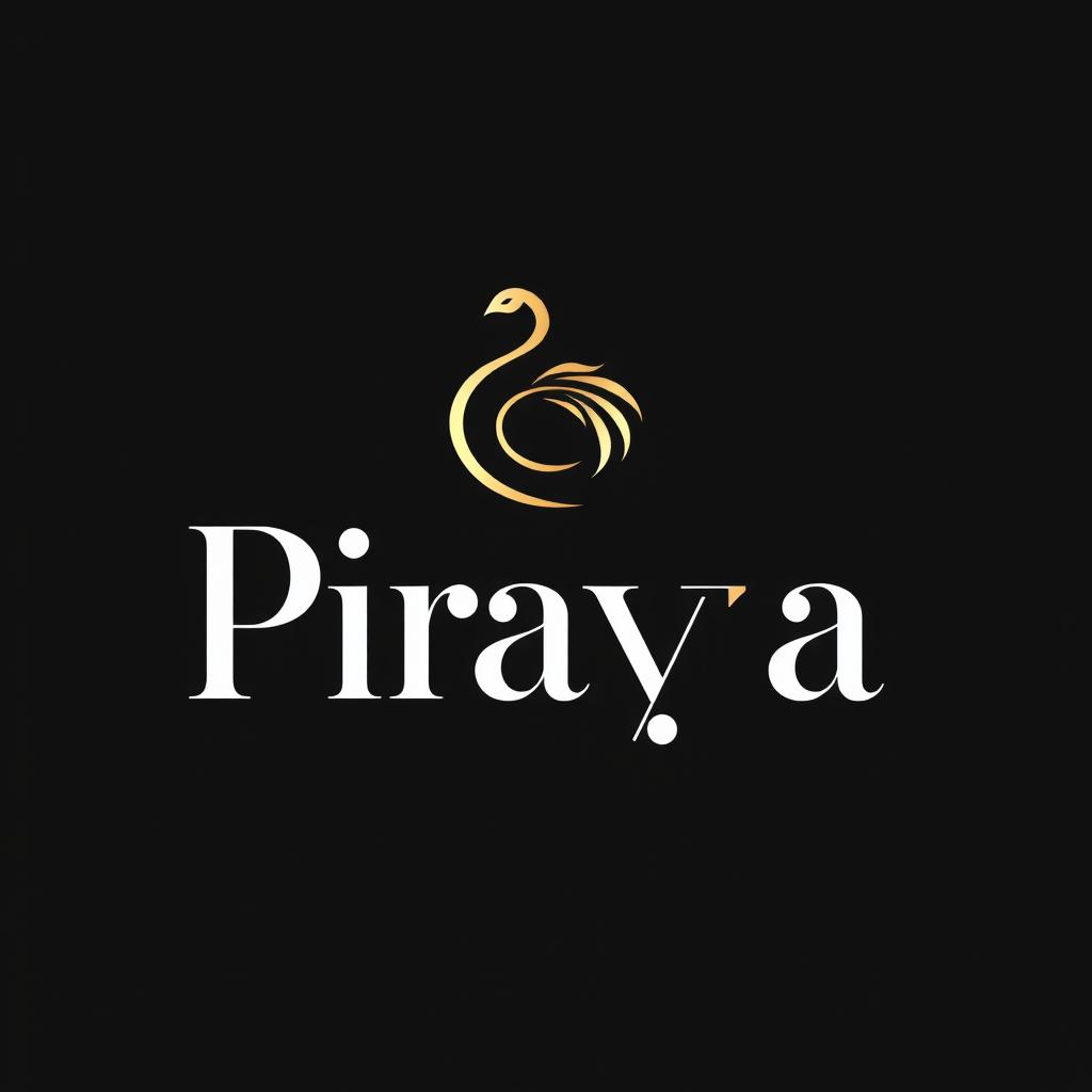 A high-end, luxury-style logo featuring a Piraya, complemented by an elegant serif typeface