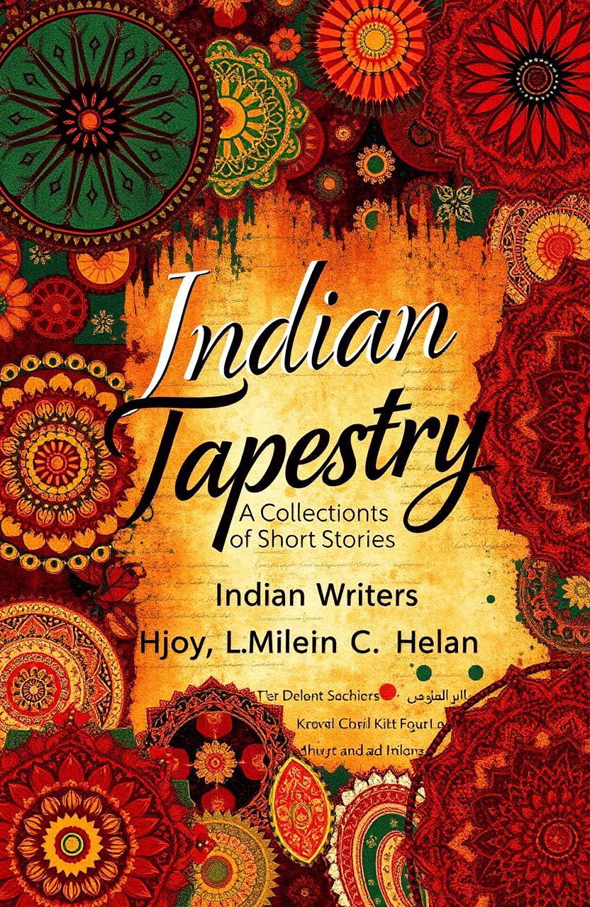 A visually captivating book cover design for a collection of short stories by various Indian writers