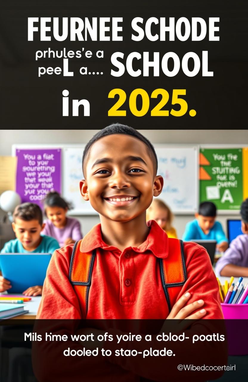 A motivational poster featuring a student demonstrating mental strength and resilience while facing the challenges of school in 2025
