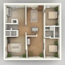 A 1250 square feet layout for a north facing home