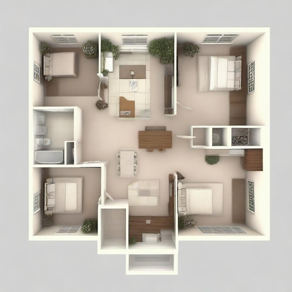 A 1250 square feet layout for a north facing home