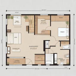 A 1250 square feet layout for a north facing home