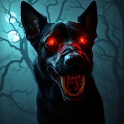 Unleash the Fear: Glowing-Eyed Horror Dog