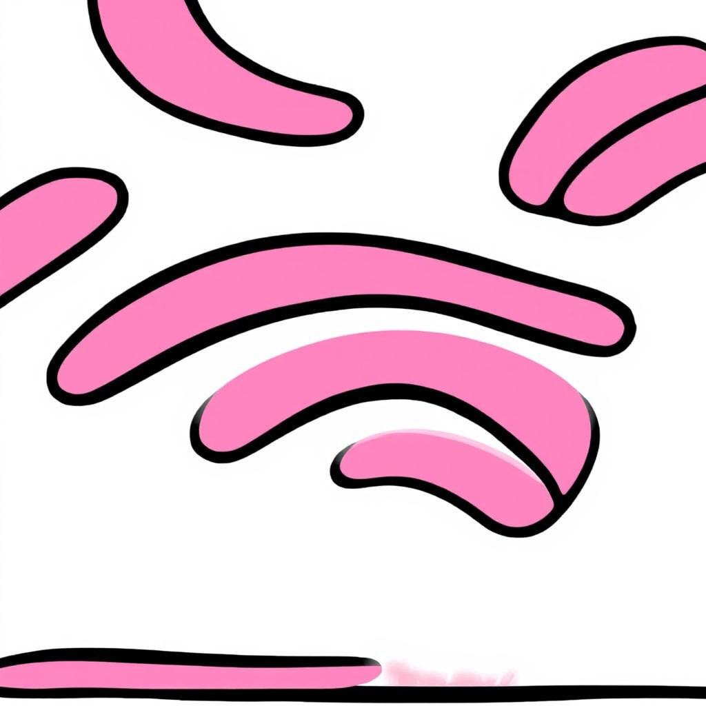 A whimsical design featuring a series of pink stripes, each adorned with a bold black outline, enhancing their visual impact
