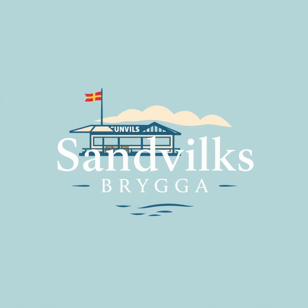 A logo for 'Sandviks Brygga', a summer restaurant located on a pier by the sea