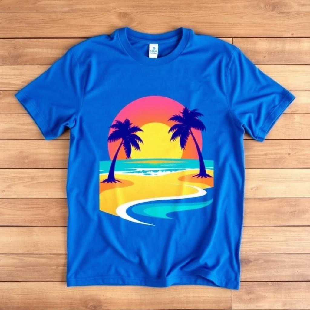 Vibrant Tropical Beach T-Shirt Design for Summer Style