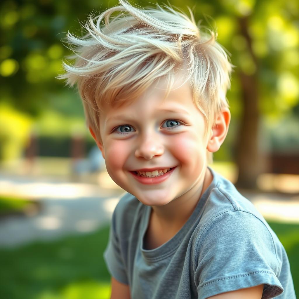 Cheerful Portrait of a Young Boy in a Sunny Park Setting