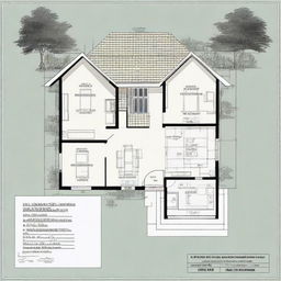 A detailed 1250 square foot house plan with car parking, including structural details in the form of a technical drawing.