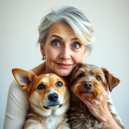 An attractive 70-year-old woman with a surprised expression, looking directly at the camera