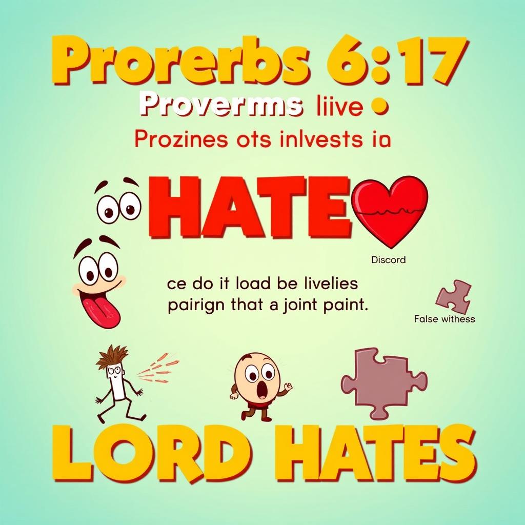 A creatively designed thumbnail featuring Proverbs 6:17 in English, highlighting the seven things that the Lord hates