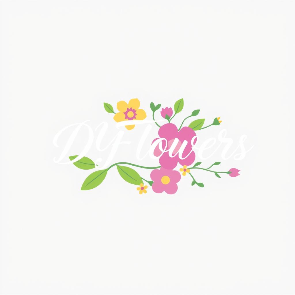 A modern and minimalist logo design featuring the name 'DIY Flowers' in elegant cursive typography