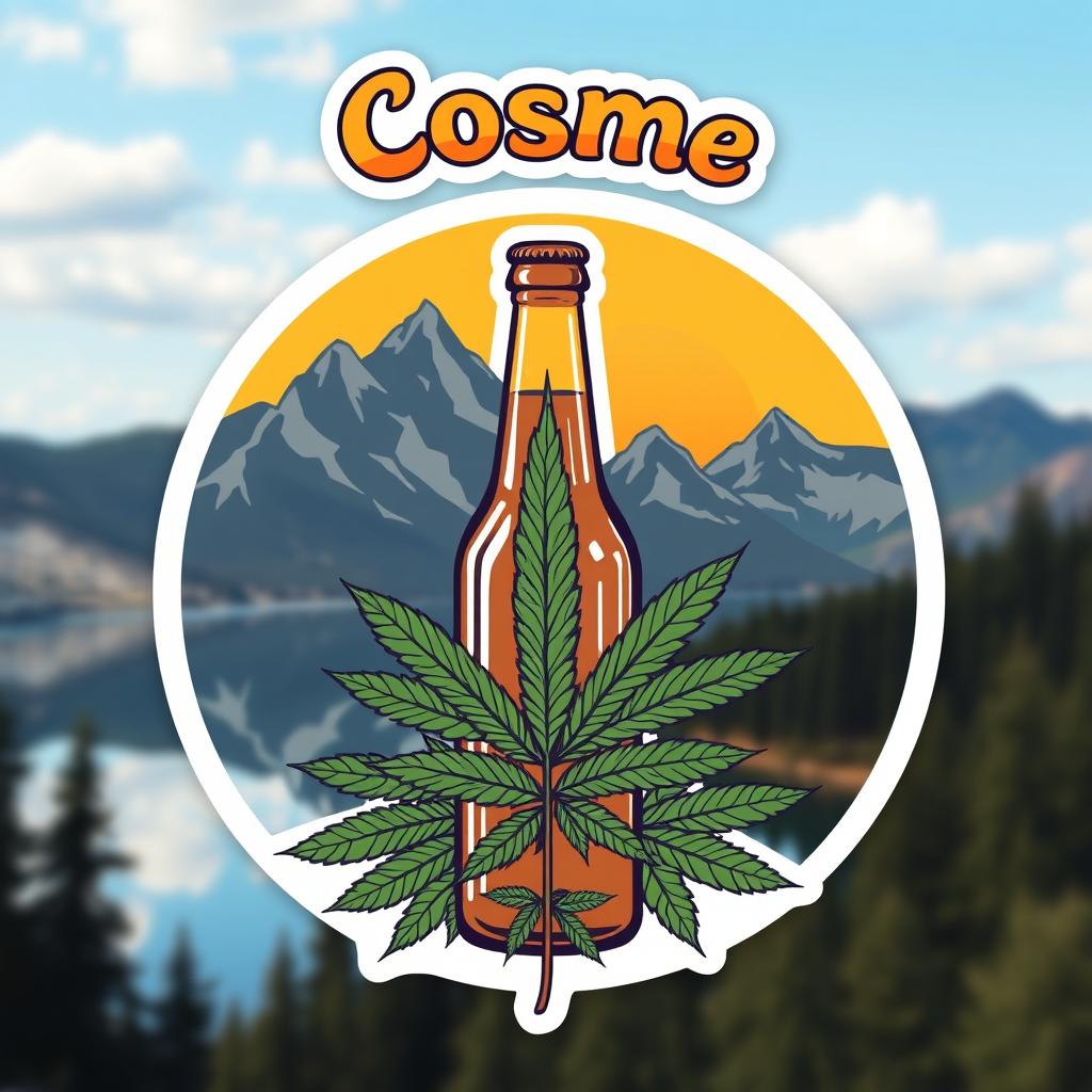 A round sticker featuring a single, bold illustration focused on the theme of nature and relaxation