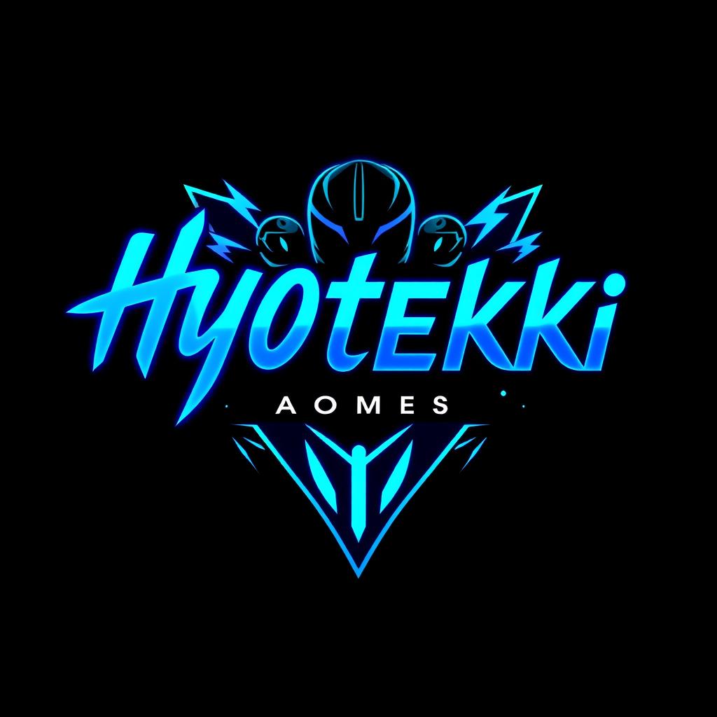 A modern and dynamic logo for a gaming channel named 'Hyotekki'