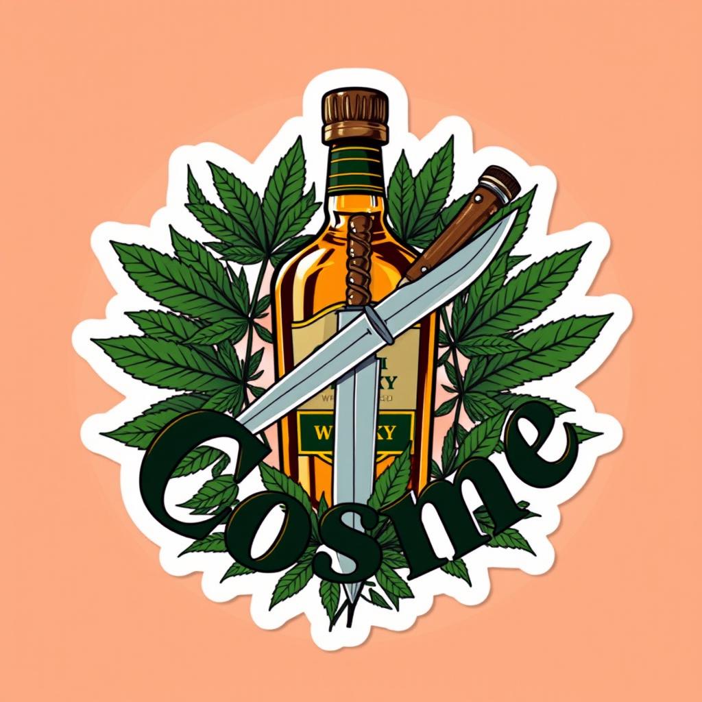 A round sticker design combining elements of adventure and relaxation