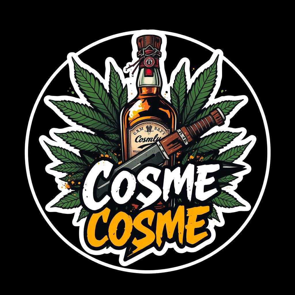 A round sticker design showcasing a gritty, urban vibe that exudes a 'quinqui' aesthetic