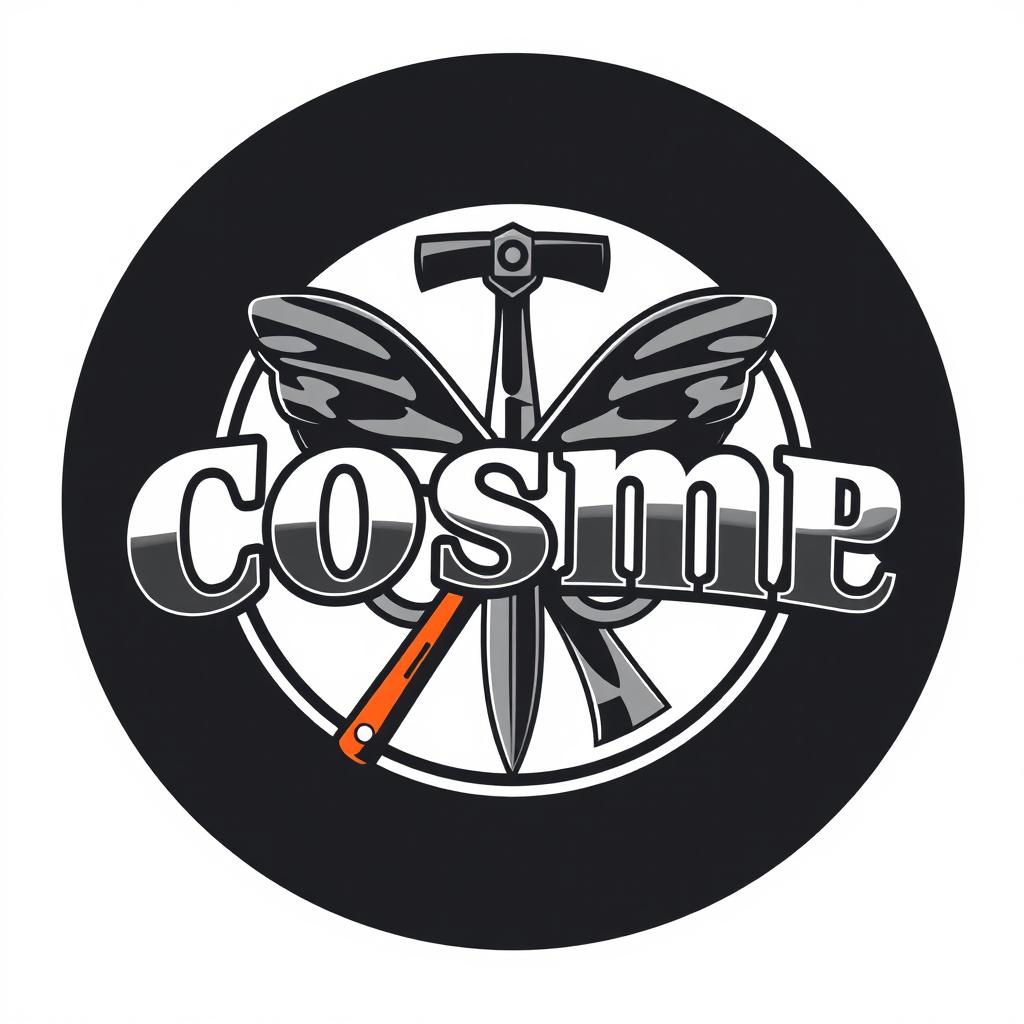 A circular logo design featuring the word 'Cosme' prominently in the center