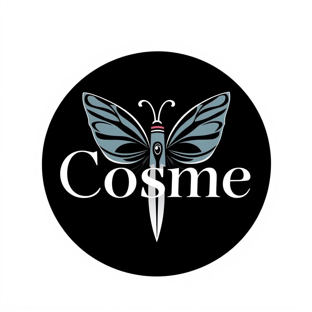 A circular logo design featuring the word 'Cosme' in stylish, modern typography