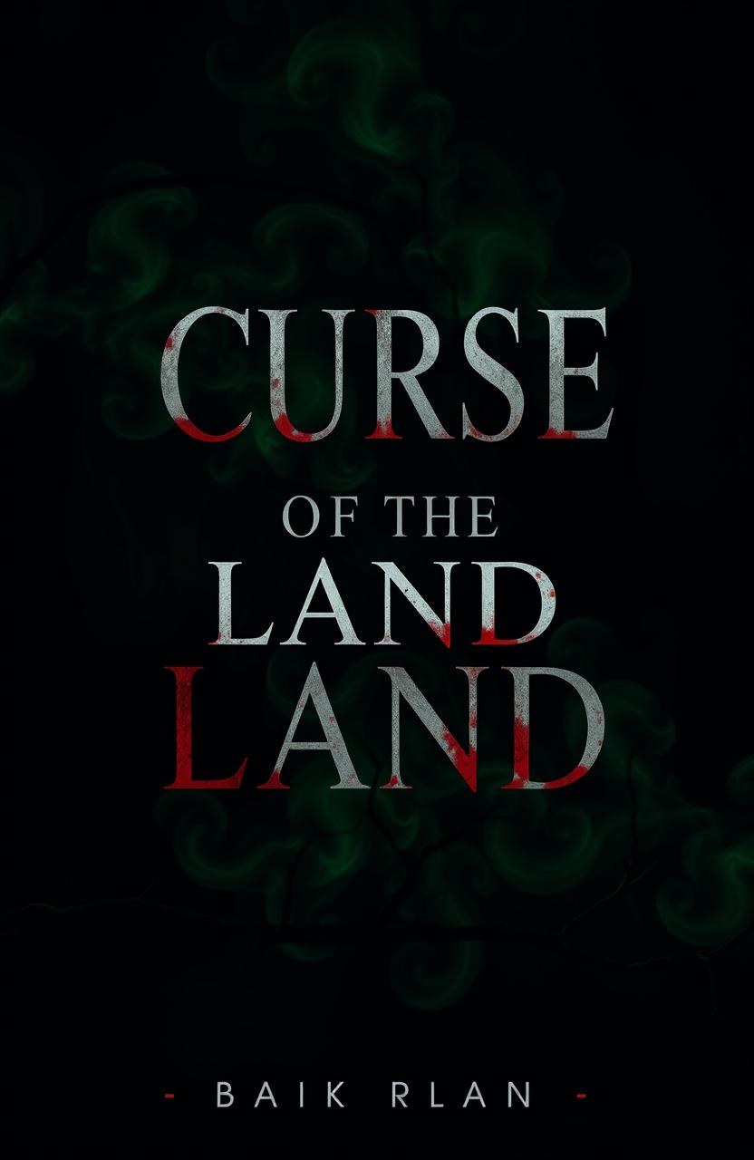 A dark book cover for 'Curse of the Land', enveloped in mysterious green shadows resembling a mist of green power