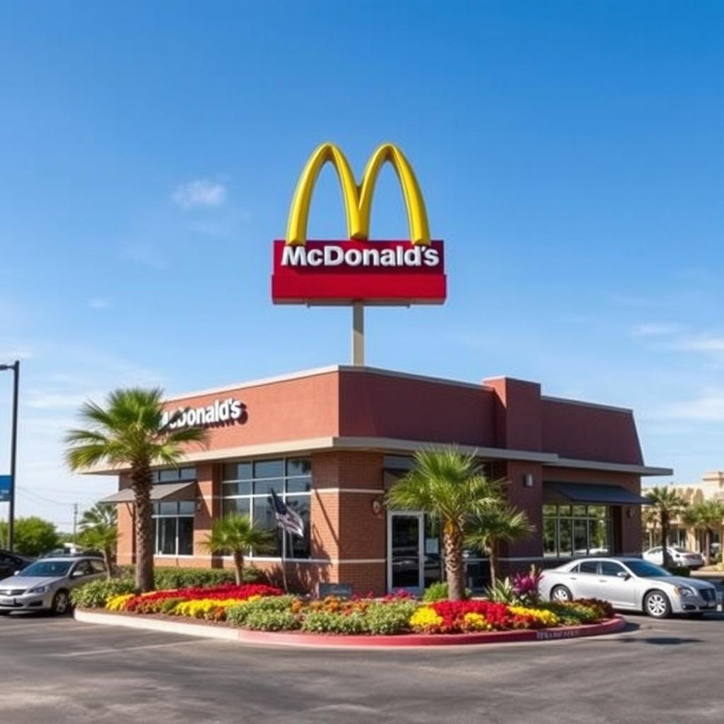 A striking view of a McDonald's restaurant building in Texas, showcasing its unique architectural design