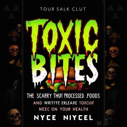 An eerie and alarming book cover design for 'Toxic Bites: The Scary Truth About Processed Foods and What They’re Doing to Your Health'