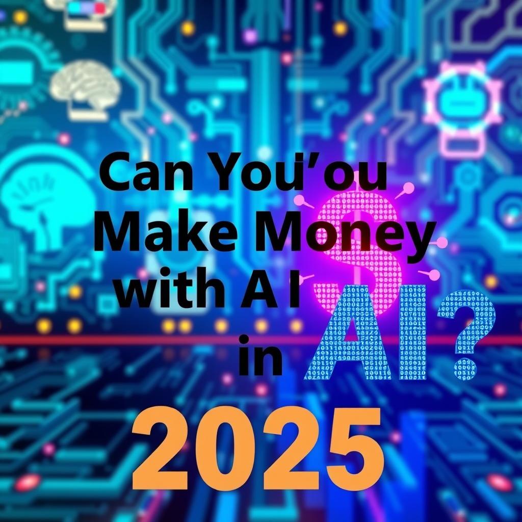 A visually striking YouTube thumbnail for a video titled 'Can You Make Money with AI in 2025?'