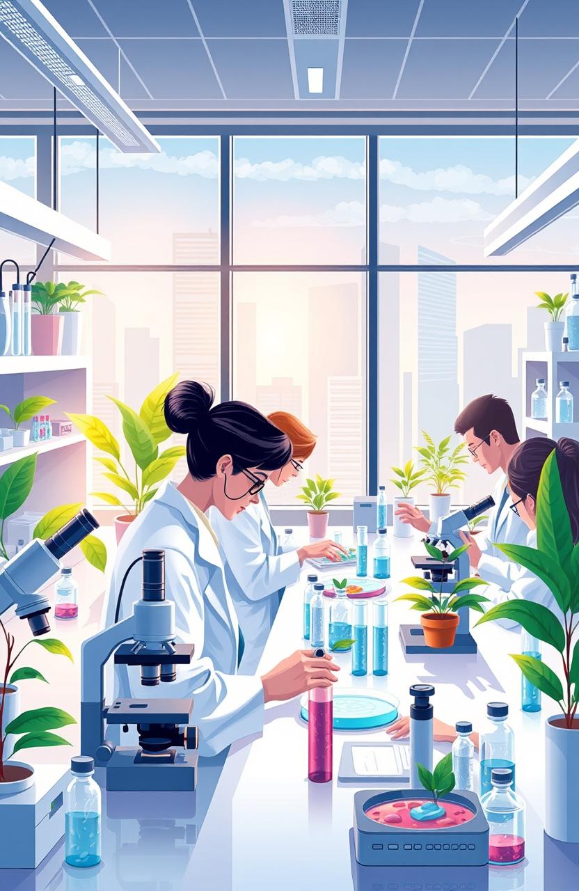 Vibrant Modern Medical Laboratory Illustration - Advanced Research ...
