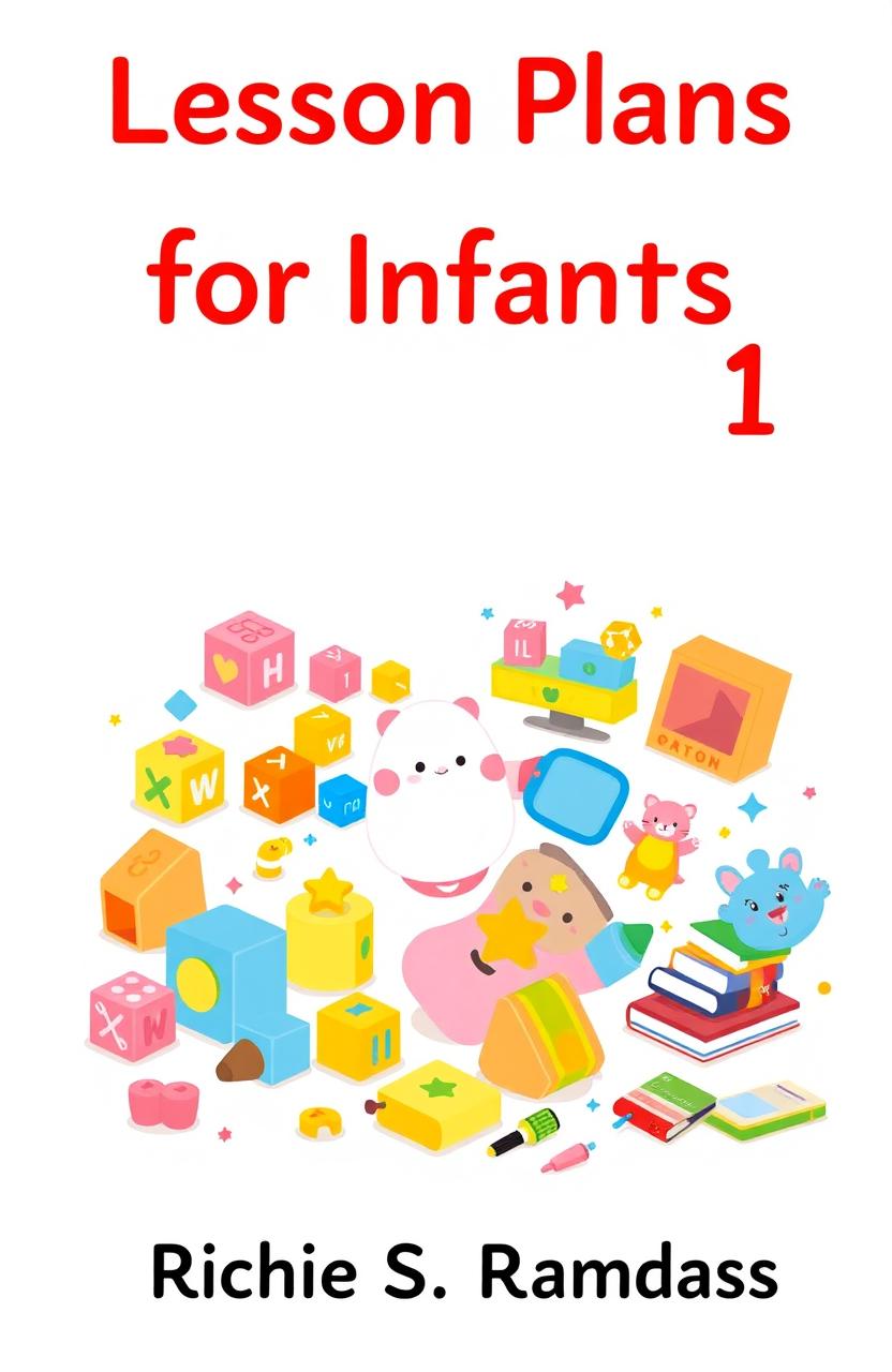 A bright and colorful book cover design for the title 'Lesson Plans for Infants 1'