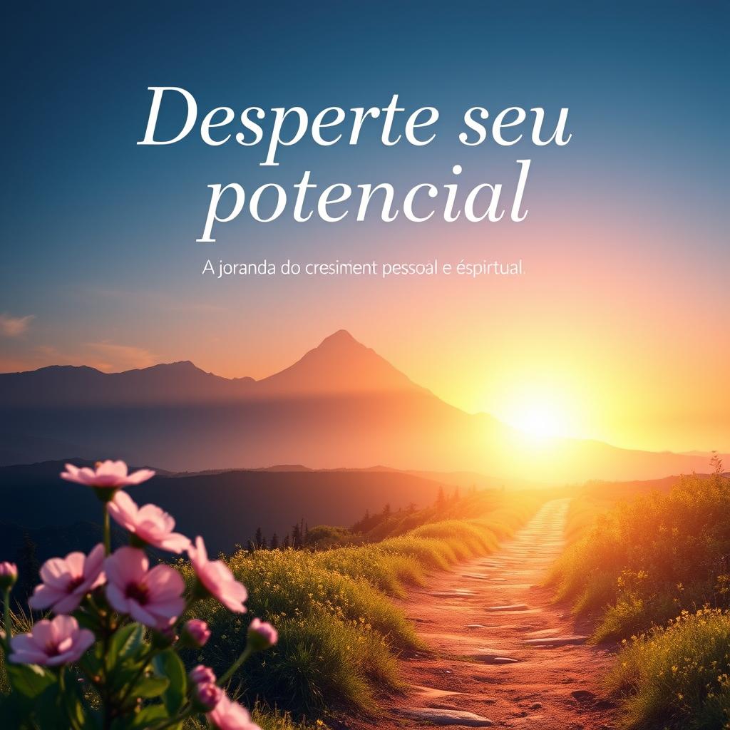A captivating eBook cover design featuring the title "Desperte seu potencial: A jornada do crescimento pessoal e espiritual"