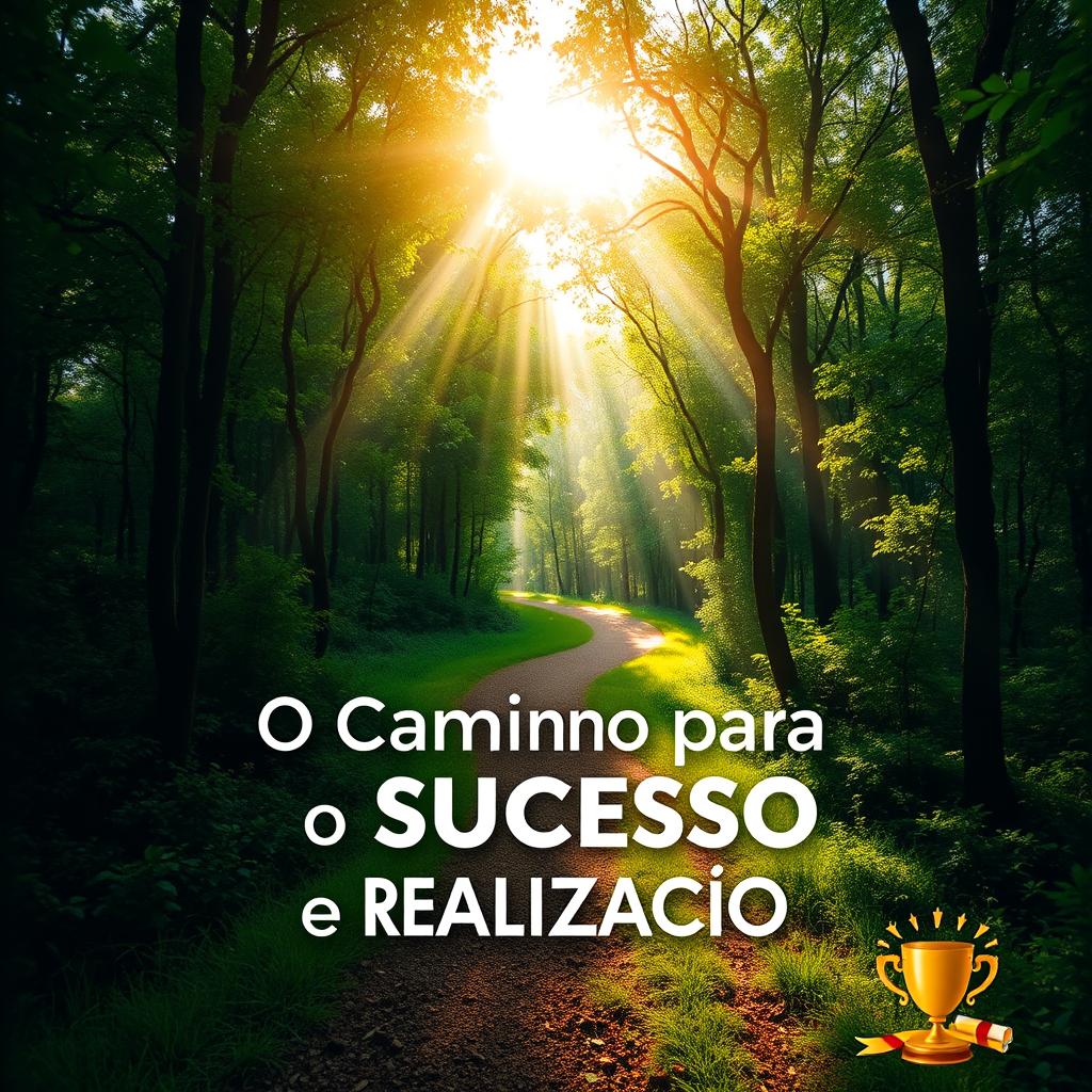 An inspiring eBook cover design featuring the title "O Caminho para o Sucesso e Realização"