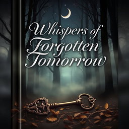 A captivating book cover titled 'Whispers of Forgotten Tomorrow'