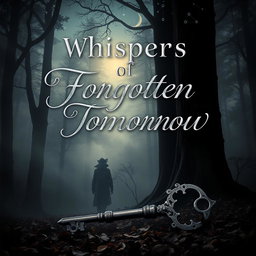 A captivating book cover titled 'Whispers of Forgotten Tomorrow'