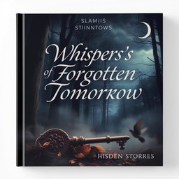 A captivating book cover titled 'Whispers of Forgotten Tomorrow'