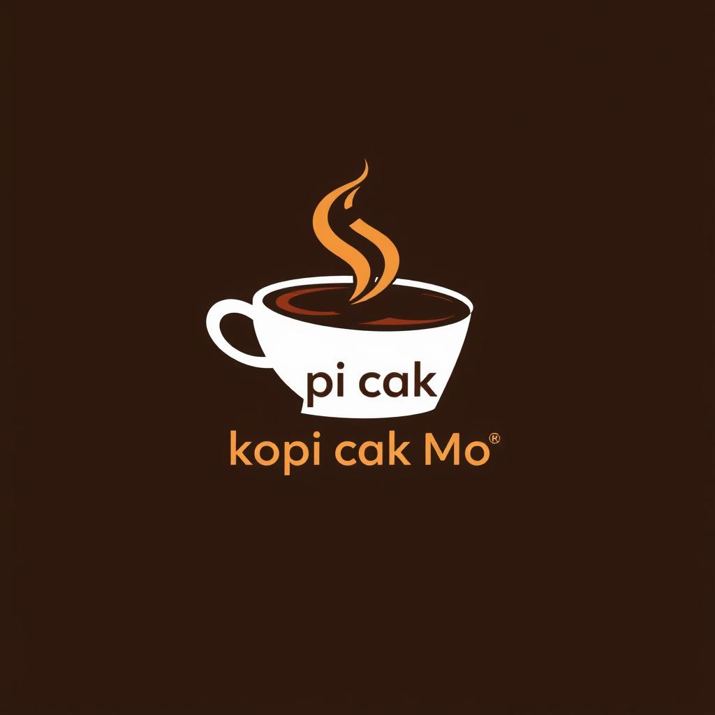 A logo design for 'kopi cak Mo', featuring a stylish silhouette of a coffee cup