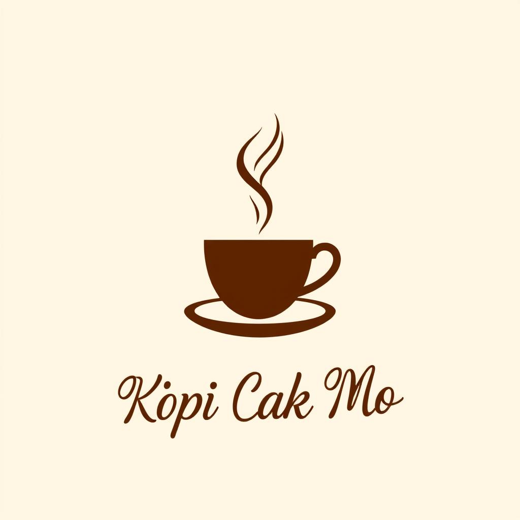 A stylish logo for 'Kopi Cak Mo' featuring a coffee silhouette prominently in the center