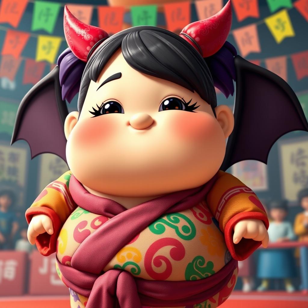 A chubby female character inspired by classic sumo wrestlers, resembling a unique variation of Rouge the Bat