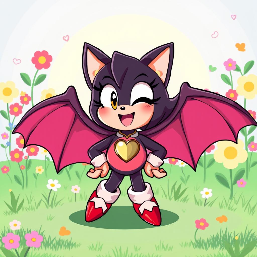 A chubby and playful version of Rouge the Bat from the Sonic franchise, illustrated in a cute cartoon style