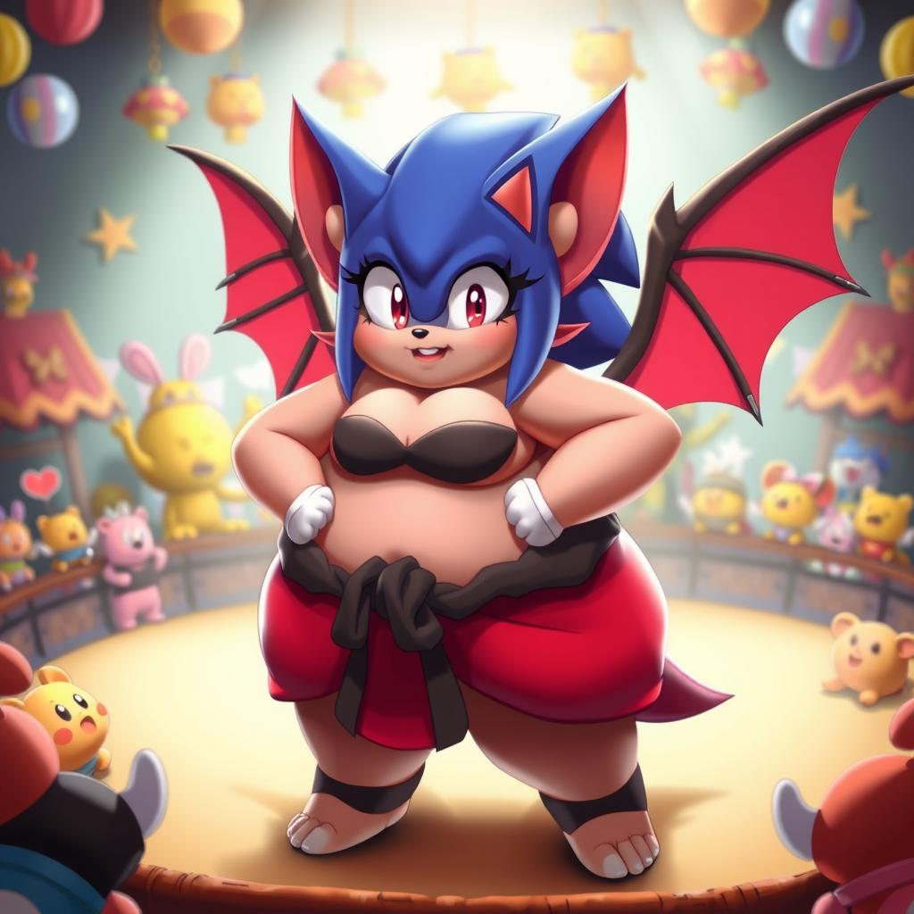 A creative interpretation of Rouge the Bat from the Sonic franchise as a sumo wrestler